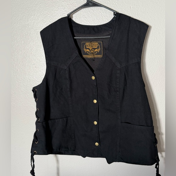 Milwaukee Leather Denim Black Button-Up Women's Biker Vest XXL - Picture 2 of 7